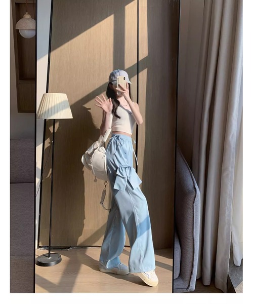 gossip！ロサンゼルス（ゴシップロサンゼルス）の「リボンカーゴパンツ（カーゴパンツ・レディース・ブラック/サックスブルー/ピンク/チャコール・M/L/S）」の7枚目の写真