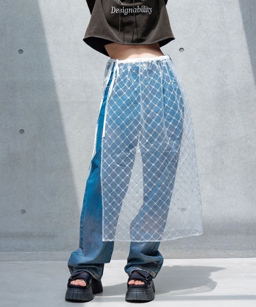 PAGEBOY(ページボーイ)の「チュールレイヤード(スカート・レディース・ブラック系その他/ブラック/オフホワイト・FREE)」の2枚目の写真