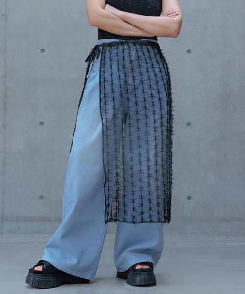 PAGEBOY(ページボーイ)の「チュールレイヤード(スカート・レディース・ブラック系その他/ブラック/オフホワイト・FREE)」の1枚目の写真