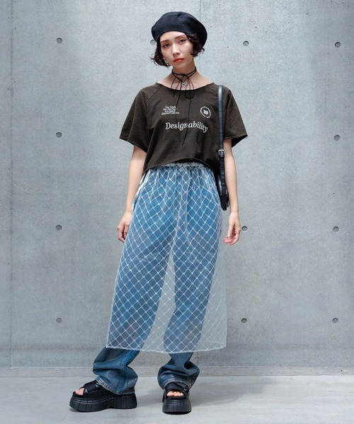 PAGEBOY(ページボーイ)の「チュールレイヤード(スカート・レディース・ブラック系その他/ブラック/オフホワイト・FREE)」の4枚目の写真