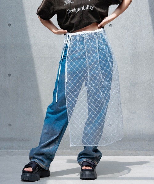 PAGEBOY(ページボーイ)の「チュールレイヤード(スカート・レディース・ブラック系その他/ブラック/オフホワイト・FREE)」の8枚目の写真