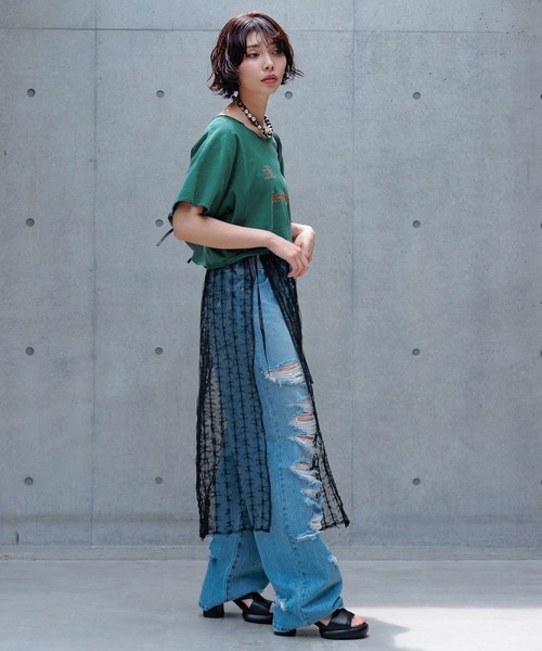 PAGEBOY(ページボーイ)の「チュールレイヤード(スカート・レディース・ブラック系その他/ブラック/オフホワイト・FREE)」の10枚目の写真