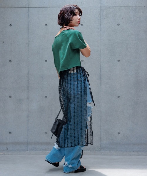 PAGEBOY(ページボーイ)の「チュールレイヤード(スカート・レディース・ブラック系その他/ブラック/オフホワイト・FREE)」の11枚目の写真