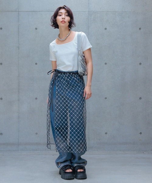 PAGEBOY(ページボーイ)の「チュールレイヤード(スカート・レディース・ブラック系その他/ブラック/オフホワイト・FREE)」の13枚目の写真