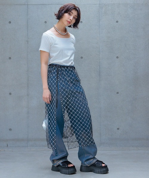 PAGEBOY(ページボーイ)の「チュールレイヤード(スカート・レディース・ブラック系その他/ブラック/オフホワイト・FREE)」の16枚目の写真