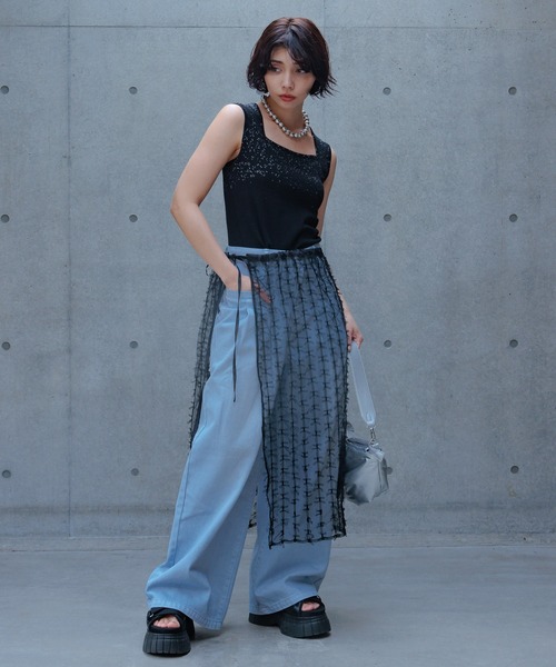 PAGEBOY(ページボーイ)の「チュールレイヤード(スカート・レディース・ブラック系その他/ブラック/オフホワイト・FREE)」の18枚目の写真