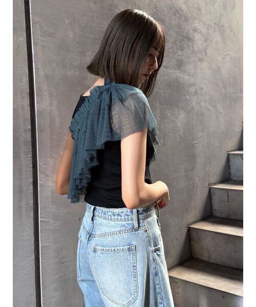 MURUA（ムルーア）の「チュールフリルレイヤードタンクトップ（Tシャツ/カットソー・レディース・ブラック/グレー・FREE）」の13枚目の写真