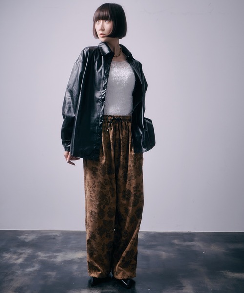 大人ストリートデザイン。フラワー総柄 ワイドパンツ【ユニ