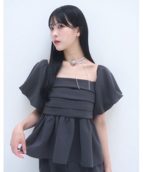 mellowneon(メロウネオン)の「6wayビスチェセットアップ/ビスチェ/セットアップ/スラックス/ワイドパンツ/オフショルブラウス(セットアップ・レディース・ベージュ/チャコール・SMALL/MEDIUM)」の20枚目の写真