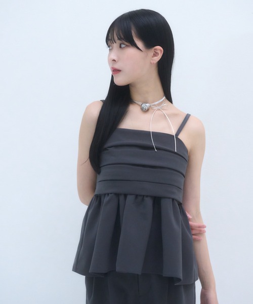 mellowneon(メロウネオン)の「6wayビスチェセットアップ/ビスチェ/セットアップ/スラックス/ワイドパンツ/オフショルブラウス(セットアップ・レディース・ベージュ/チャコール・SMALL/MEDIUM)」の21枚目の写真