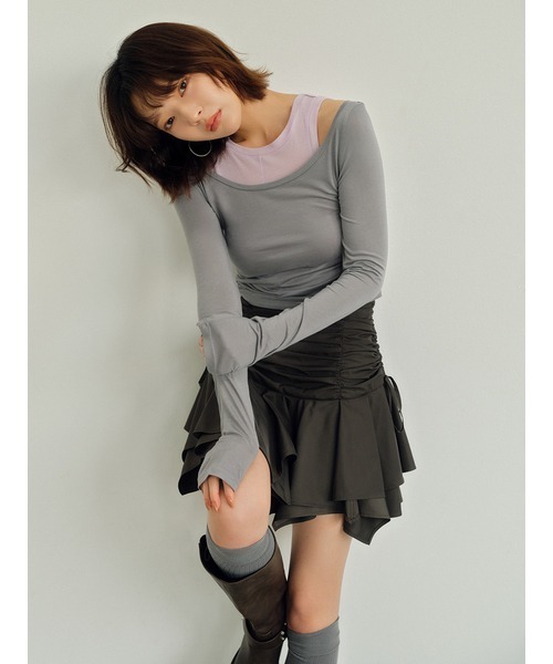 LILY BROWN（リリーブラウン）の「リブニーハイソックス（ソックス/靴下・レディース・グレー/ベージュ/アイボリー・FREE）」の5枚目の写真