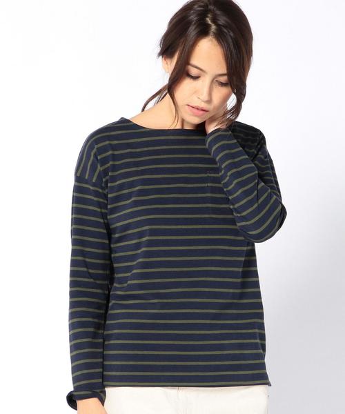 coen(コーエン)の「ドロップショルダーボーダーカットソー(Tシャツ/カットソー・レディース・ダークグレー/オフホワイト/ネイビー・MEDIUM/LARGE)」の3枚目の写真