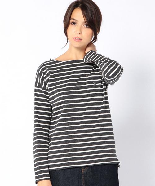 coen(コーエン)の「ドロップショルダーボーダーカットソー(Tシャツ/カットソー・レディース・ダークグレー/オフホワイト/ネイビー・MEDIUM/LARGE)」の2枚目の写真