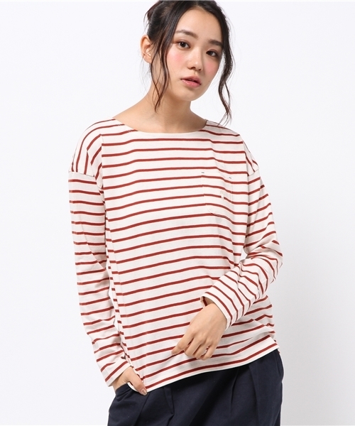 coen(コーエン)の「ドロップショルダーボーダーカットソー(Tシャツ/カットソー・レディース・ダークグレー/オフホワイト/ネイビー・MEDIUM/LARGE)」の6枚目の写真