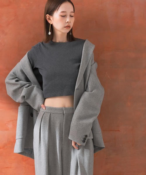 URBAN RESEARCH ROSSO WOMEN(アーバンリサーチ ロッソ)の「クロップドリブニット(ニット/セーター・レディース・イエロー/オフホワイト/グレー・FREE)」の11枚目の写真