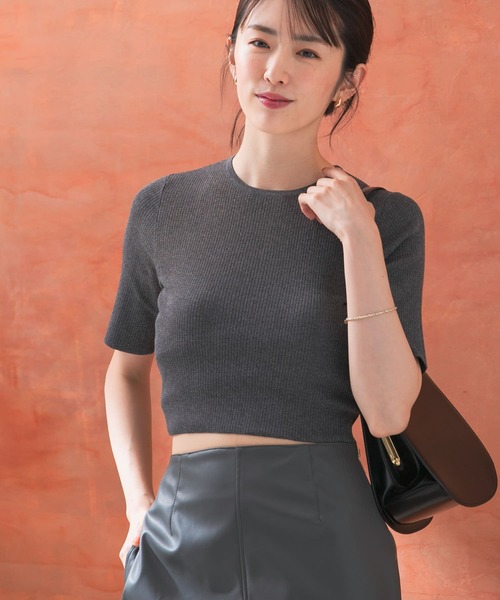 URBAN RESEARCH ROSSO WOMEN(アーバンリサーチ ロッソ)の「クロップドリブニット(ニット/セーター・レディース・イエロー/オフホワイト/グレー・FREE)」の14枚目の写真