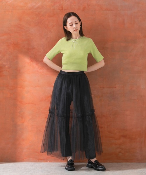 URBAN RESEARCH ROSSO WOMEN(アーバンリサーチ ロッソ)の「クロップドリブニット(ニット/セーター・レディース・イエロー/オフホワイト/グレー・FREE)」の19枚目の写真