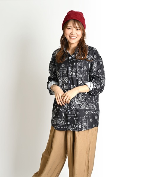 セール】ペイズリー柄 長袖総柄シャツ レギュラーカラー（シャツ
