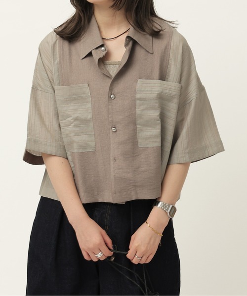 異素材系半袖SH（シャツ/ブラウス）｜DOUBLE NAME（ダブルネーム）