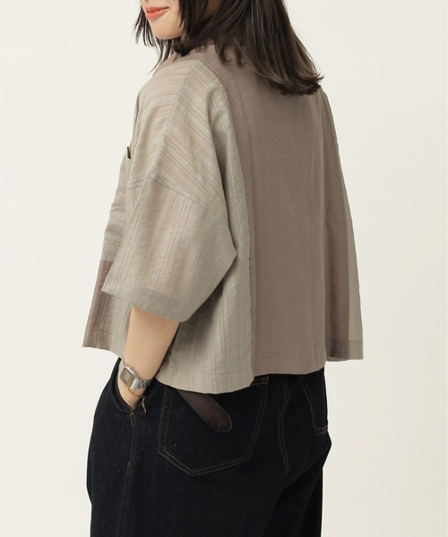 異素材系半袖SH（シャツ/ブラウス）｜DOUBLE NAME（ダブルネーム）