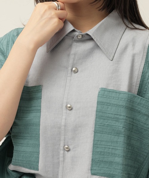 異素材系半袖SH（シャツ/ブラウス）｜DOUBLE NAME（ダブルネーム）