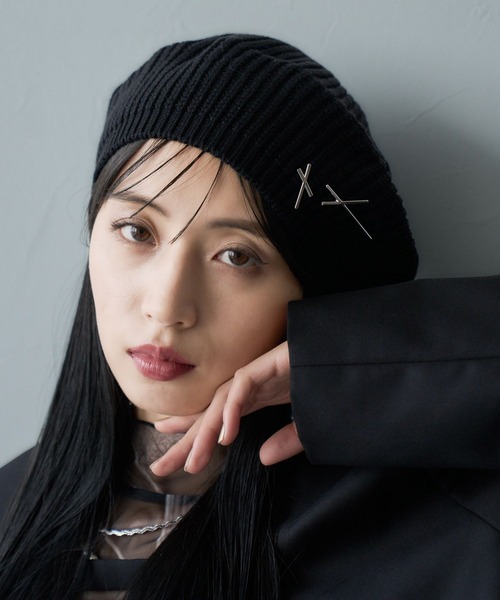 HARE(ハレ)の「ピンバッジベレー(HARE)(ニットキャップ/ビーニー・レディース・ブラック・FREE)」の9枚目の写真