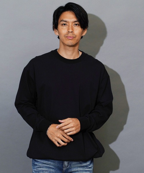 jiggys shop(ジギーズショップ)の「ルーズフィットクルーネック長袖ロンTカットソー(Tシャツ/カットソー・メンズ・ブラウン系その他/ブラック/パープル系その他/ホワイト/ブルー系その他/マスタード・LARGE/MEDIUM/X-LARGE)」の14枚目の写真