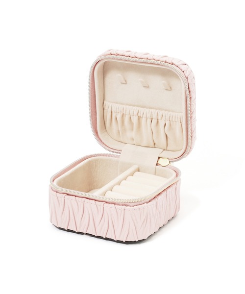エンボス トラベルジュエリーボックス S ピンク（収納グッズ