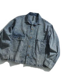 HALHAM（ハルハム）の「vintage like hard wash denim work jacket/ヴィンテージライク ハードウォッシュ デニム ワークジャケット【IR】 オーバーサイズ メンズ レディース（デニムジャケット）」