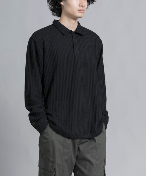 aimoha(アイモハ)の「aimoha men Textured Comfort Polo Sweater(スウェット・メンズ・ブラック/オフホワイト/ダークグレー・MEDIUM/LARGE/X-LARGE/XX-LARGE/XXX-LARGE)」の9枚目の写真