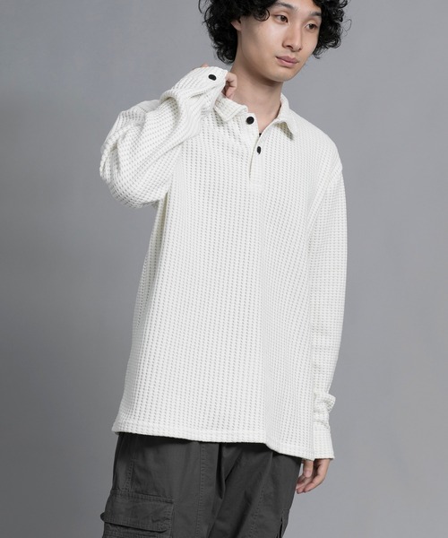 aimoha(アイモハ)の「aimoha men Textured Comfort Polo Sweater(スウェット・メンズ・ブラック/オフホワイト/ダークグレー・MEDIUM/LARGE/X-LARGE/XX-LARGE/XXX-LARGE)」の10枚目の写真