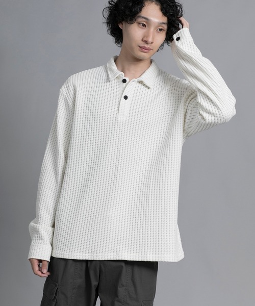 aimoha(アイモハ)の「aimoha men Textured Comfort Polo Sweater(スウェット・メンズ・ブラック/オフホワイト/ダークグレー・MEDIUM/LARGE/X-LARGE/XX-LARGE/XXX-LARGE)」の12枚目の写真