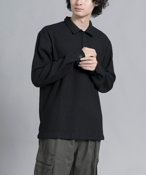 aimoha(アイモハ)の「aimoha men Textured Comfort Polo Sweater(スウェット・メンズ・ブラック/オフホワイト/ダークグレー・MEDIUM/LARGE/X-LARGE/XX-LARGE/XXX-LARGE)」の13枚目の写真