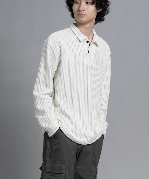 aimoha(アイモハ)の「aimoha men Textured Comfort Polo Sweater(スウェット・メンズ・ブラック/オフホワイト/ダークグレー・MEDIUM/LARGE/X-LARGE/XX-LARGE/XXX-LARGE)」の14枚目の写真