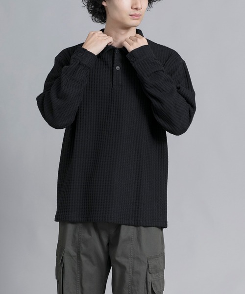 aimoha(アイモハ)の「aimoha men Textured Comfort Polo Sweater(スウェット・メンズ・ブラック/オフホワイト/ダークグレー・MEDIUM/LARGE/X-LARGE/XX-LARGE/XXX-LARGE)」の16枚目の写真