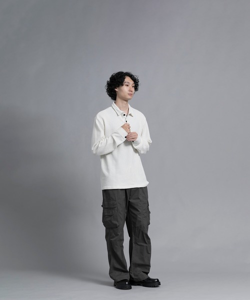 aimoha(アイモハ)の「aimoha men Textured Comfort Polo Sweater(スウェット・メンズ・ブラック/オフホワイト/ダークグレー・MEDIUM/LARGE/X-LARGE/XX-LARGE/XXX-LARGE)」の18枚目の写真
