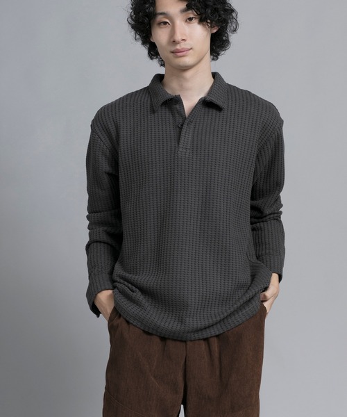 aimoha(アイモハ)の「aimoha men Textured Comfort Polo Sweater(スウェット・メンズ・ブラック/オフホワイト/ダークグレー・MEDIUM/LARGE/X-LARGE/XX-LARGE/XXX-LARGE)」の19枚目の写真