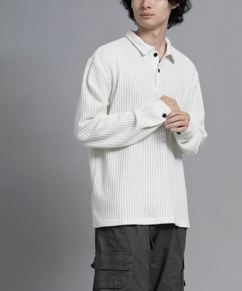 aimoha(アイモハ)の「aimoha men Textured Comfort Polo Sweater(スウェット・メンズ・ブラック/オフホワイト/ダークグレー・MEDIUM/LARGE/X-LARGE/XX-LARGE/XXX-LARGE)」の21枚目の写真