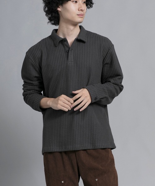aimoha(アイモハ)の「aimoha men Textured Comfort Polo Sweater(スウェット・メンズ・ブラック/オフホワイト/ダークグレー・MEDIUM/LARGE/X-LARGE/XX-LARGE/XXX-LARGE)」の22枚目の写真