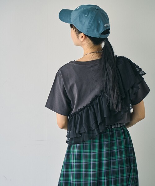 coen(コーエン)の「【WEB限定】チュールドッキングハーフスリーブTシャツ(Tシャツ/カットソー・レディース・オフホワイト/ブラック/ダークグレー・M/L)」の15枚目の写真