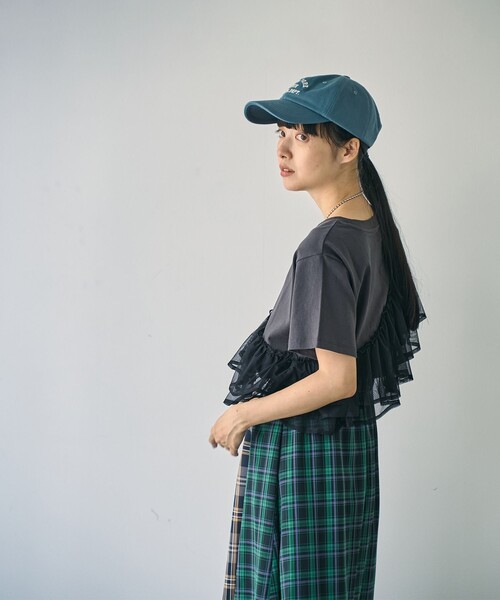 coen(コーエン)の「【WEB限定】チュールドッキングハーフスリーブTシャツ(Tシャツ/カットソー・レディース・オフホワイト/ブラック/ダークグレー・M/L)」の16枚目の写真
