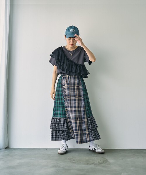 coen(コーエン)の「【WEB限定】チュールドッキングハーフスリーブTシャツ(Tシャツ/カットソー・レディース・オフホワイト/ブラック/ダークグレー・M/L)」の17枚目の写真