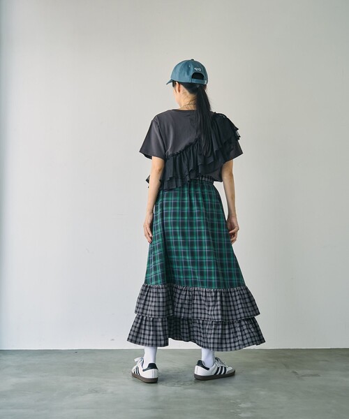 coen(コーエン)の「【WEB限定】チュールドッキングハーフスリーブTシャツ(Tシャツ/カットソー・レディース・オフホワイト/ブラック/ダークグレー・M/L)」の20枚目の写真