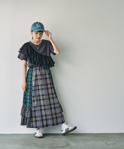 coen(コーエン)の「【WEB限定】チュールドッキングハーフスリーブTシャツ(Tシャツ/カットソー・レディース・オフホワイト/ブラック/ダークグレー・M/L)」の21枚目の写真