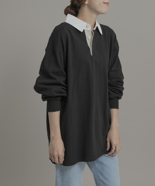 URBAN RESEARCH Sonny Label（アーバンリサーチサニーレーベル）の「TRIPLE CROWN　ラグビーポロシャツ（ポロシャツ・レディース・ナチュラル/ベージュ系その他/ブラック・MEDIUM）」の6枚目の写真