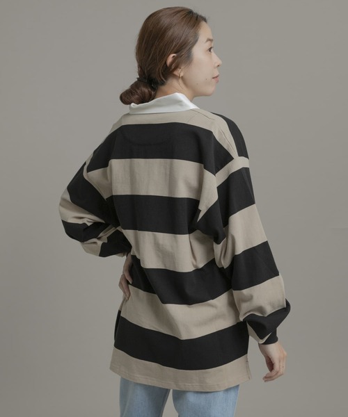 URBAN RESEARCH Sonny Label（アーバンリサーチサニーレーベル）の「TRIPLE CROWN　ラグビーポロシャツ（ポロシャツ・レディース・ナチュラル/ベージュ系その他/ブラック・MEDIUM）」の10枚目の写真