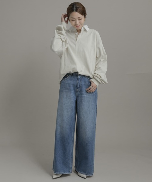 URBAN RESEARCH Sonny Label（アーバンリサーチサニーレーベル）の「TRIPLE CROWN　ラグビーポロシャツ（ポロシャツ・レディース・ナチュラル/ベージュ系その他/ブラック・MEDIUM）」の13枚目の写真