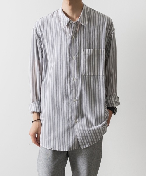 セール】ストライプ レノクロス L/S シャツ / STRIPE LENO CLOTH