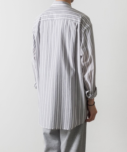 【未使用級】 TTT MSW KIMONO STRIPE SHIRT ストライプ TTT MSW 【値下げ】TTT KIMONO STRIPE SHIRT ホワイト サイズ：L