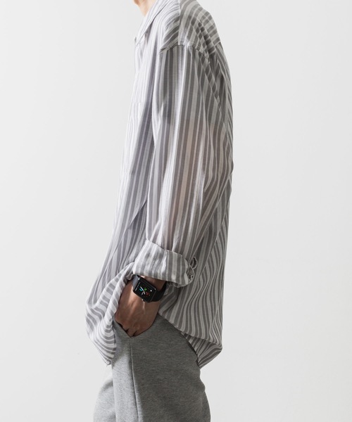 セール】ストライプ レノクロス L/S シャツ / STRIPE LENO CLOTH